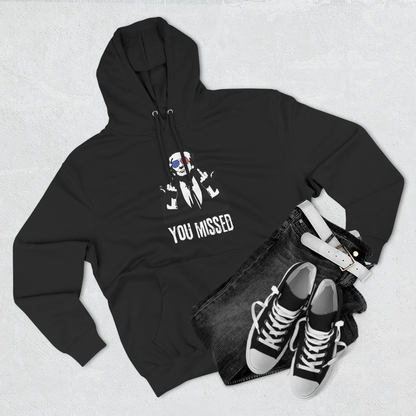 "You Missed" Three-Panel Fleece Hoodie