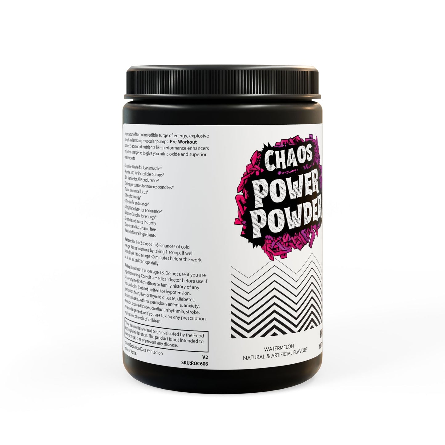 Chaos Power Powder Pre-Workout Supplement, Watermelon (300g, 10.58oz)