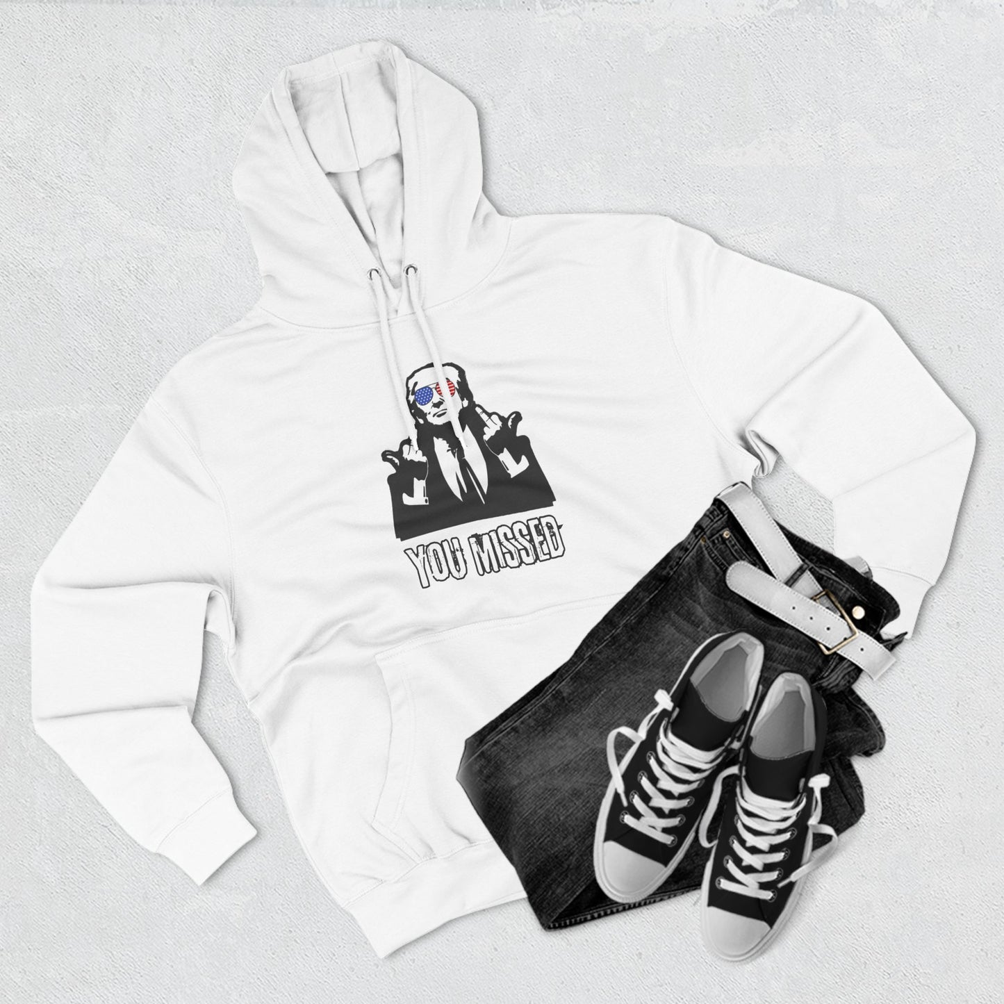 "You Missed" Three-Panel Fleece Hoodie