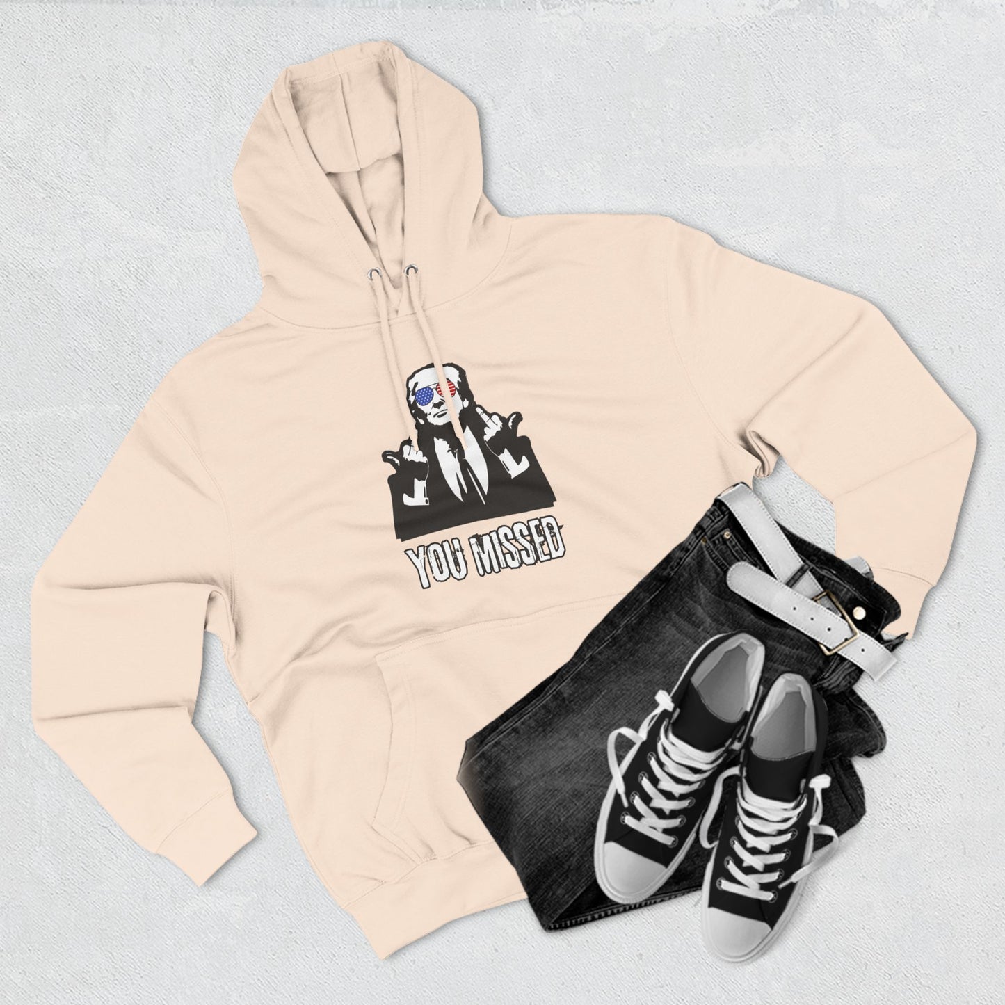 "You Missed" Three-Panel Fleece Hoodie